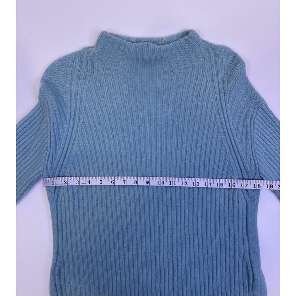 Vince Light Blue Wool Cashmere Ribbed Mock Neck Sweater Women’s Large - Picture 8 of 9